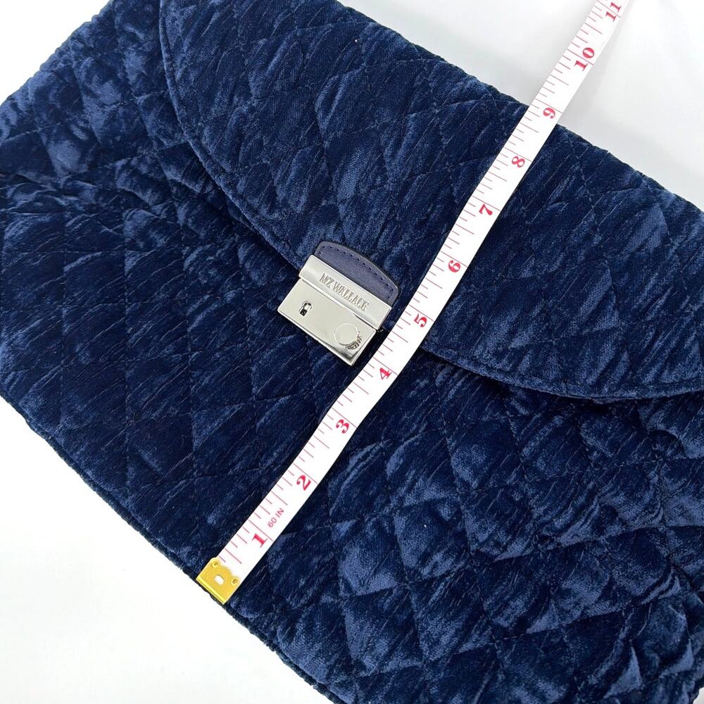 MZ Wallace Quilted Velvet Crossbody Bag in Deep Navy Blue - Picture 8 of 14